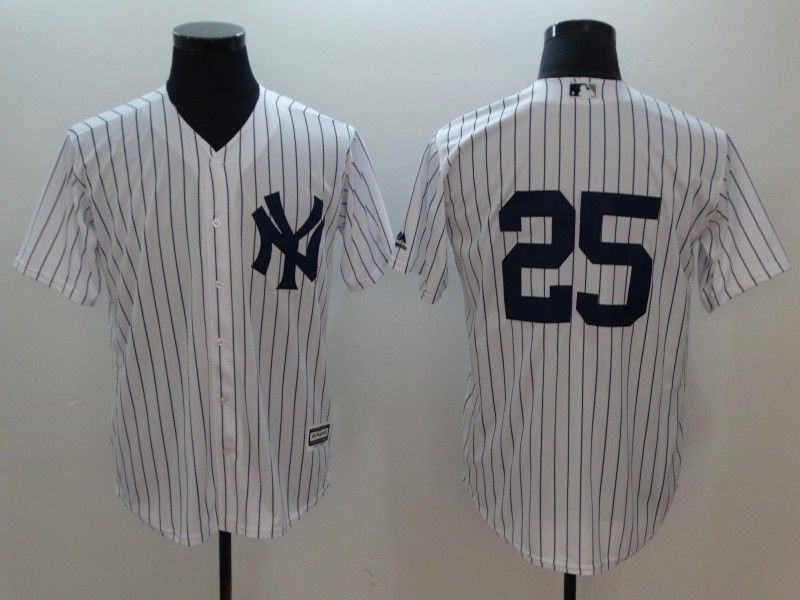 Men New York Yankees #25 No Name White Game MLB Jerseys